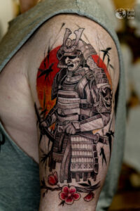 Tatuaże kolorowe - samuraj