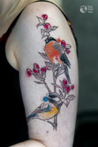 Tatuaże kolorowe - ptaki